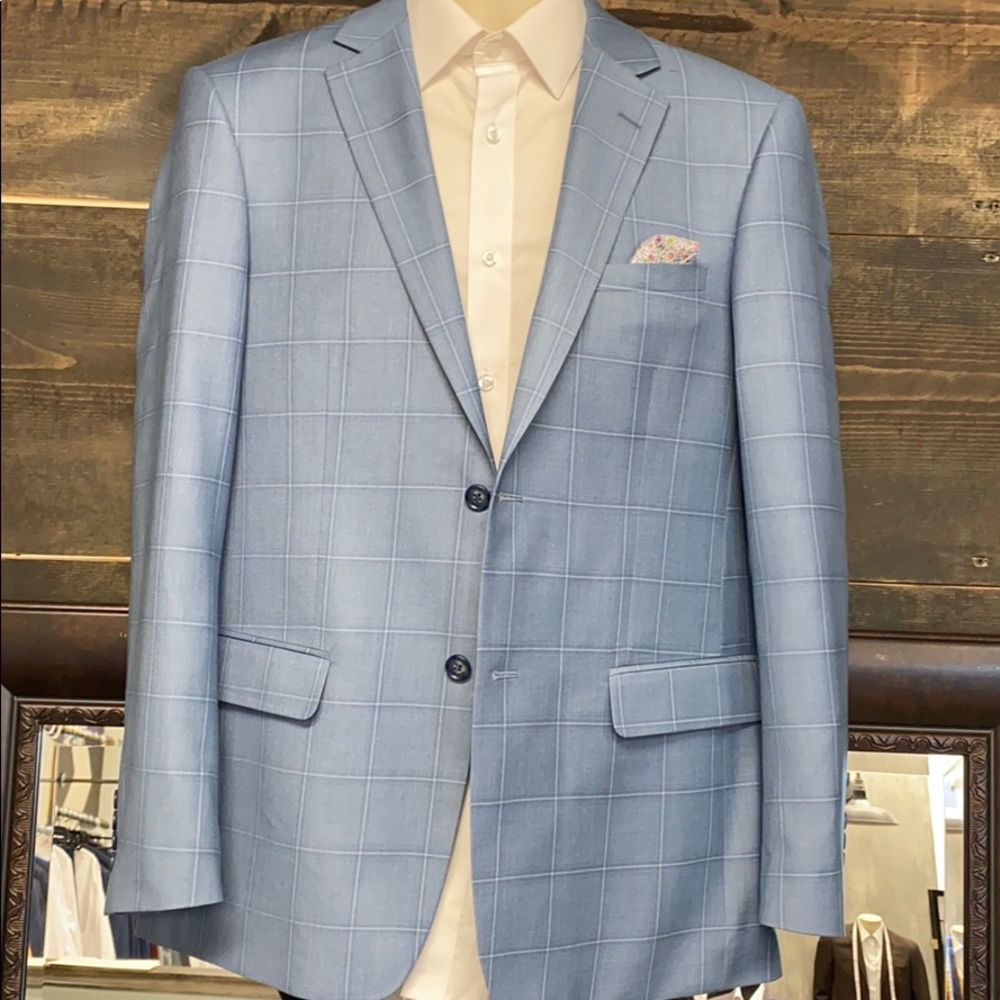 Blue window pane blazer